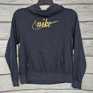 Nike Women’s Black Pullover Hoodie Gold Logo Size Small